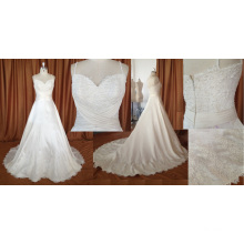 2016 Embroidery Beaded Lace Applique Stain Spaghetti Strap Wedding Dress